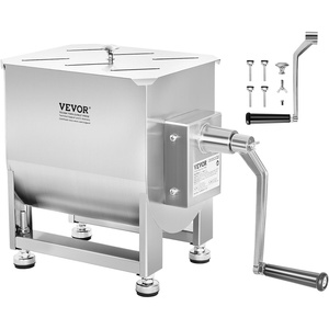 image:imageVEVOR Manual Meat Mixer 10L Fixed Tank  Heavy Duty Stainless Steel Hand Mixer for Ground Beef amp Sausage Max 15lb Mixing Meat Capacity with Gear Box and Lid HandleBX10