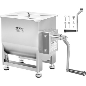 image:imageVEVOR Manual Meat Mixer 10L Fixed Tank  Heavy Duty Stainless Steel Hand Mixer for Ground Beef amp Sausage Max 15lb Mixing Meat Capacity with Gear Box and Lid HandleBX30
