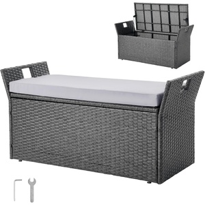 image:imageVEVOR Outdoor Storage Bench 2Person PE Rattan Storage Bench 40 Gal Deck Box with Cushion amp Side Handle Supports up to 400 lbs Outdoor Seating amp Porch Decor for Patio Garden Balcony40 GalRattan
