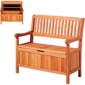 image:imageVEVOR Outdoor Storage Bench 2Person PE Rattan Storage Bench 40 Gal Deck Box with Cushion amp Side Handle Supports up to 400 lbs Outdoor Seating amp Porch Decor for Patio Garden Balcony33 GalWooden