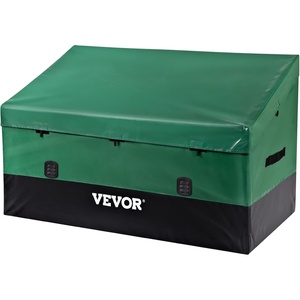 image:imageVEVOR Outdoor Storage Box 230 Gallon Waterproof PE Tarpaulin Deck Box wGalvanized Frame AllWeather Protection amp Portable for Camping Garden Poolside and Yard Black amp Green230gal