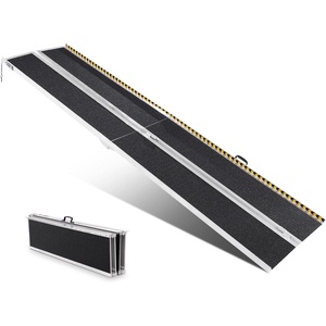 image:imageVEVOR Portable Wheelchair Ramp 10FT NonSlip Aluminum Folding Handicap Ramp Door Threshold Ramps for Wheelchair for HomeWheel Chair Ramp Steps Cars Scooter Cart Curbs Stairs