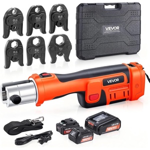 image:imageVEVOR Press Tool 18V Electric Crimping Tool for 12 34 1 114 112 2 Copper Pipes 32KN Press Tool Compatible with ProPress  with 6 VUS Jaws 2PCS 4AH Batteries Charger amp Toolbox18V  Rotating Head