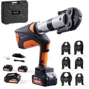 image:imageVEVOR Press Tool Kit 18V Electric Pipe Crimping Tool for 12 34 1 Copper Tubes 24KN Press Tool Compatible with ProPress  with 3 VUS Jaws 2pcs 2AH Batteries Fast Charger amp Carrying Case6 Jaws  Brushless Motor