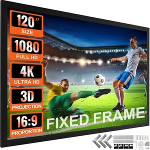 image:imageVEVOR Projector Screen 130inch Outdoor Projector Screen 169 Movie Screen Fixed Frame 3D Projector Screen for 4K HDTV Movie Theater120inch