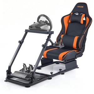 image:imageVEVOR Racing Wheel Stand HeavyDuty Simulator Cockpit Steering Wheel Stand Fit Logitech G25 G27 G29 G920 G923 Thrustmaster T300RS TX F458 T500RS T3PAPRO F1GT and CSR PedalsDualTrack Arm Cockpit