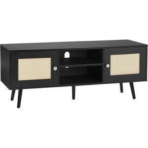 image:imageVEVOR Rattan Mid Century Modern TV Stand Boho TV Console for 55 inch TV WhiteBlack