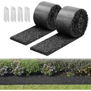 image:imageVEVOR Rubber Mulch Mat Roll 2 Rolls 120 x 45 in Recycled Rubber Permanent Mulch Edging Border NaturalLooking Flower Barrier with Stakes 05 in Thick Cuttable Garden Edgings for Landscaping