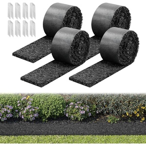 image:imageVEVOR Rubber Mulch Mat Roll 4 Rolls 120 x 45 in Recycled Rubber Permanent Mulch Edging Border NaturalLooking Flower Barrier with Stakes 05 in Thick Cuttable Garden Edgings for Landscaping4packs