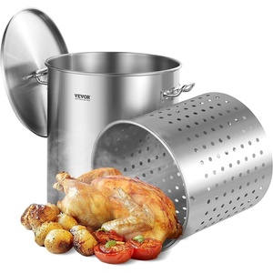 image:imageVEVOR Stainless Steel Stockpot 84 Quart Large Cooking Pots Cookware Sauce Pot with Basket Lid and Handle Heavy Duty Commercial Grade Stock Pot Sanding Treatment for Large Groups Events Silver639 Quarts