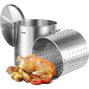 image:imageVEVOR Stainless Steel Stockpot 84 Quart Large Cooking Pots Cookware Sauce Pot with Basket Lid and Handle Heavy Duty Commercial Grade Stock Pot Sanding Treatment for Large Groups Events Silver84 Quarts