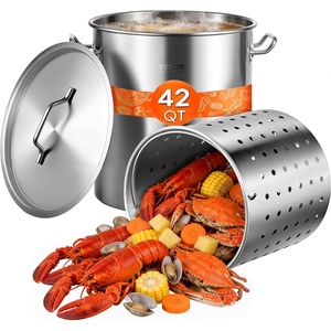 image:imageVEVOR Stainless Steel Stockpot 84 Quart Large Cooking Pots Cookware Sauce Pot with Basket Lid and Handle Heavy Duty Commercial Grade Stock Pot Sanding Treatment for Large Groups Events Silver42 Quarts