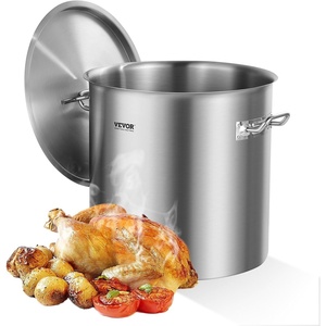 image:imageVEVOR Stainless Steel Stockpot 84 Quart Large Cooking Pots Cookware Sauce Pot with Basket Lid and Handle Heavy Duty Commercial Grade Stock Pot Sanding Treatment for Large Groups Events Silver53 Quarts