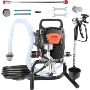 image:imageVEVOR Stand Airless Paint Sprayer 1500W 3300PSI High Pressure Airless Sprayer Cleaning Brush Hose Extension Rod Nozzles Electric Spray Paint Machine for Large Apartments Factory Buildings950W Stand Airless Paint Sprayer