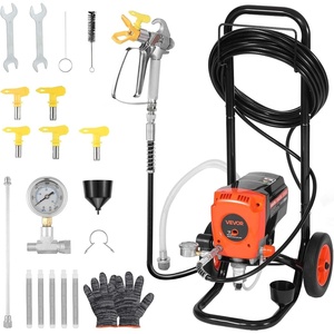 image:imageVEVOR Stand Airless Paint Sprayer 650W 3000PSI High Pressure Airless Sprayer with Cart Cleaning Brush Hose Extension Rod Nozzles Electric Spray Paint Machine for House Exterior and Interior900W WheeledAirless Paint Sprayer