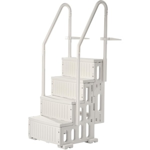 image:imageVEVOR Swimming Pool Ladder 4Step Double Handrails Stairs with NonSlip Heavy Duty Steps Reliable 400 lbs Max Load Capacity for 4854 in Inground amp AboveGround Pools of Any Decking Surface GreyMilk White