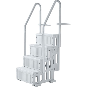 image:imageVEVOR Swimming Pool Ladder 4Step Double Handrails Stairs with NonSlip Heavy Duty Steps Reliable 400 lbs Max Load Capacity for 4854 in Inground amp AboveGround Pools of Any Decking Surface GreyGray