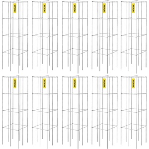 image:imageVEVOR Tomato Cages 118 x 118 x 461 5 Packs Square Plant Support Cages Silver PVCCoated Steel Tomato Towers for Climbing Vegetables Plants Flowers FruitsGreen
