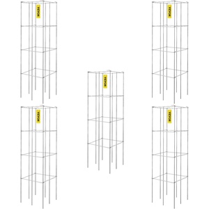 image:imageVEVOR Tomato Cages 118 x 118 x 461 5 Packs Square Plant Support Cages Silver PVCCoated Steel Tomato Towers for Climbing Vegetables Plants Flowers FruitsSilver