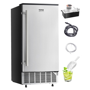image:imageVEVOR Under Counter Ice Maker Machine Crescent Ice 25 LbsDay Stainless Steel Built in Ice Maker with Reversible Door 22Lbs Storage Ice Maker Machine for Commercial Home Kitchen No Drain RequiredCube Ice with Drain