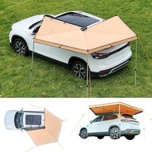 image:imageVEVOR Vehicle Awning 66x82 Roof Rack PullOut Sun Shade UV50 PU3000mm Retractable Weatherproof 4x4 Side Awning for SUV Outdoor Camping amp Overland Hardware Included wWaterproof Storage BagKhaki 270 10553ft Car Awning
