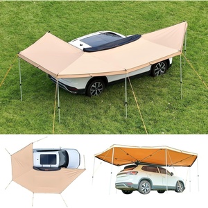 image:imageVEVOR Vehicle Awning 66x82 Roof Rack PullOut Sun Shade UV50 PU3000mm Retractable Weatherproof 4x4 Side Awning for SUV Outdoor Camping amp Overland Hardware Included wWaterproof Storage BagKhaki 270 2067ft Car Awning