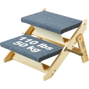 image:imageVEVOR Wood Pet Stairs 5Step Dog Stairs for Beds Sofa amp Cars 150lbs Load Capacity Floded Flat Design Stable amp Sturdy Cat amp Dog Step Ladder for Small Medium Large Older Pet Puppy EssentialsNatural