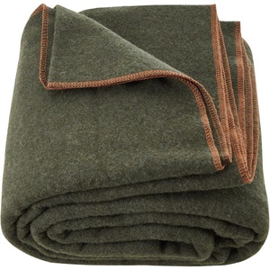image:imageVEVOR Wool Camping Blanket Large Warm Stadium Blanket Flame Retardant Great for Outdoors Picnics Hiking Sports Events Travel Car amp Bushcraft Survival Kits 64 x 88 Striped Throw BlanketArmy Green