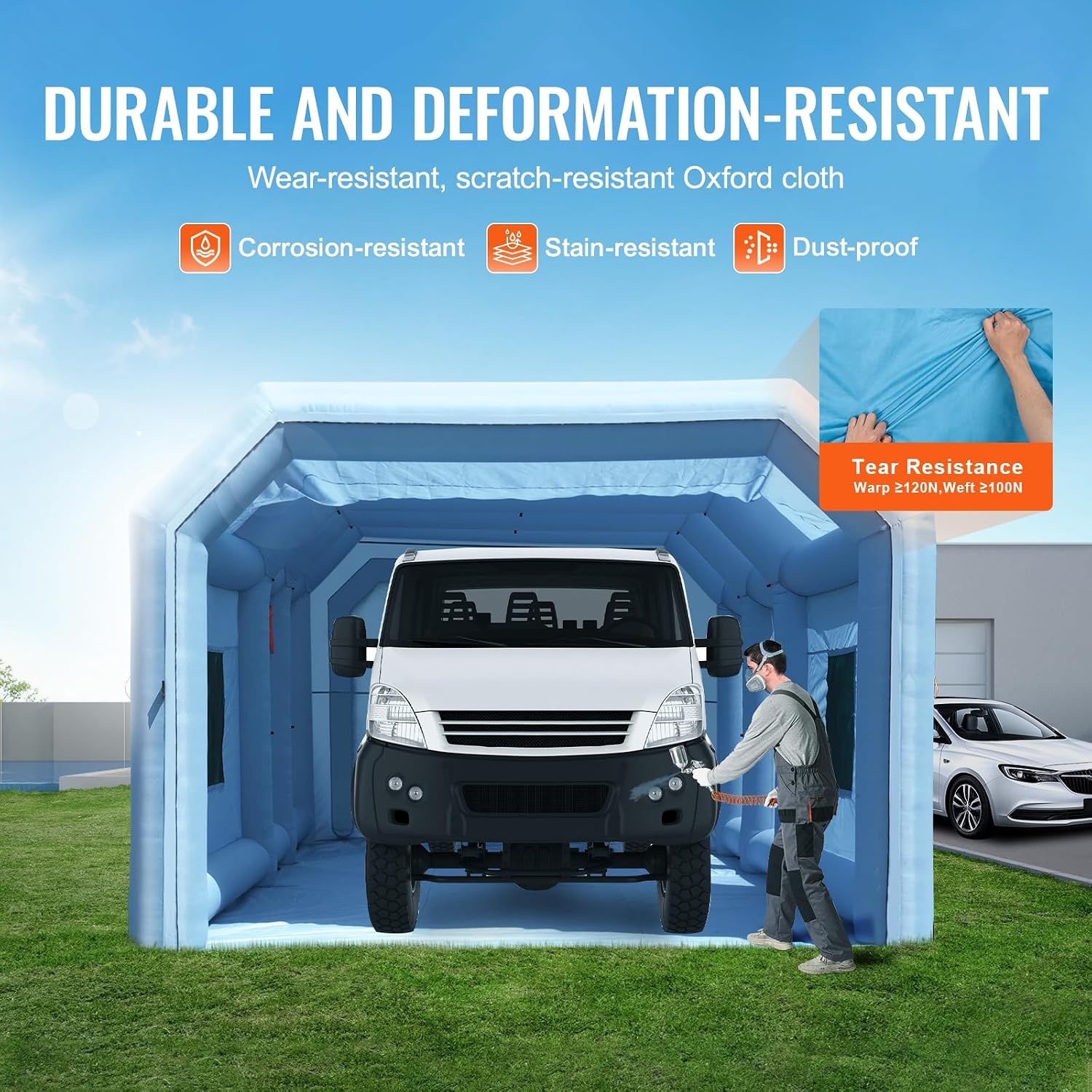 image:imageVEVOR Inflatable Paint Booth 98 x 82 x 82 ft Inflatable Spray Booth with 550W Powerful Blower and Air Filter System Portable Car Paint Booth for Motorcycle Bicycle Small Furniture Painting30x16x12Ft