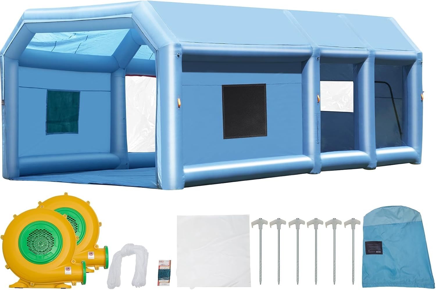 image:imageVEVOR Inflatable Paint Booth 98 x 82 x 82 ft Inflatable Spray Booth with 550W Powerful Blower and Air Filter System Portable Car Paint Booth for Motorcycle Bicycle Small Furniture Painting26x15x10Ft