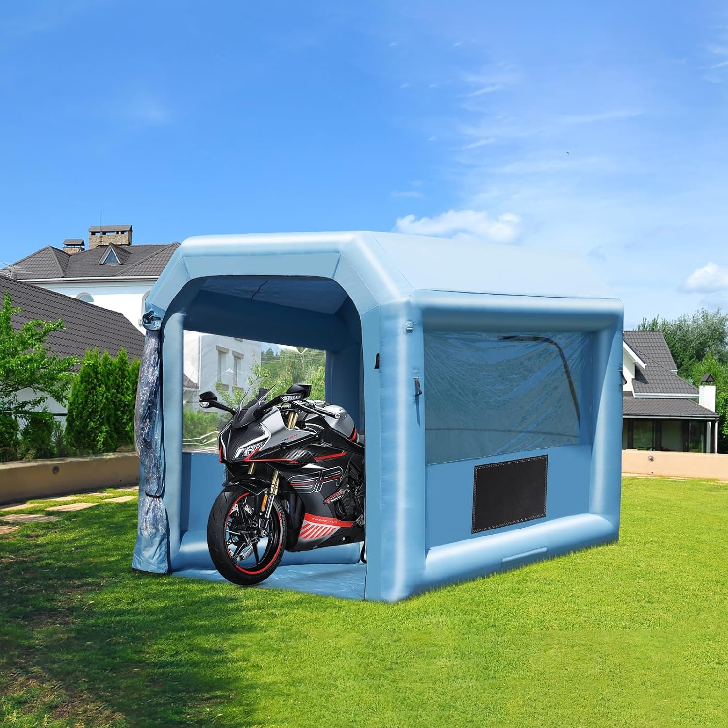 image:imageVEVOR Inflatable Paint Booth 98 x 82 x 82 ft Inflatable Spray Booth with 550W Powerful Blower and Air Filter System Portable Car Paint Booth for Motorcycle Bicycle Small Furniture Painting10x85x85Ft
