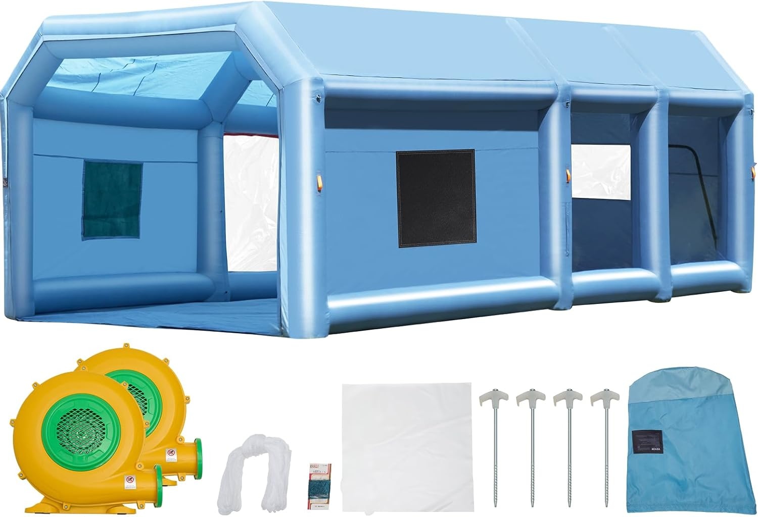 image:imageVEVOR Inflatable Paint Booth 98 x 82 x 82 ft Inflatable Spray Booth with 550W Powerful Blower and Air Filter System Portable Car Paint Booth for Motorcycle Bicycle Small Furniture Painting30x16x12Ft