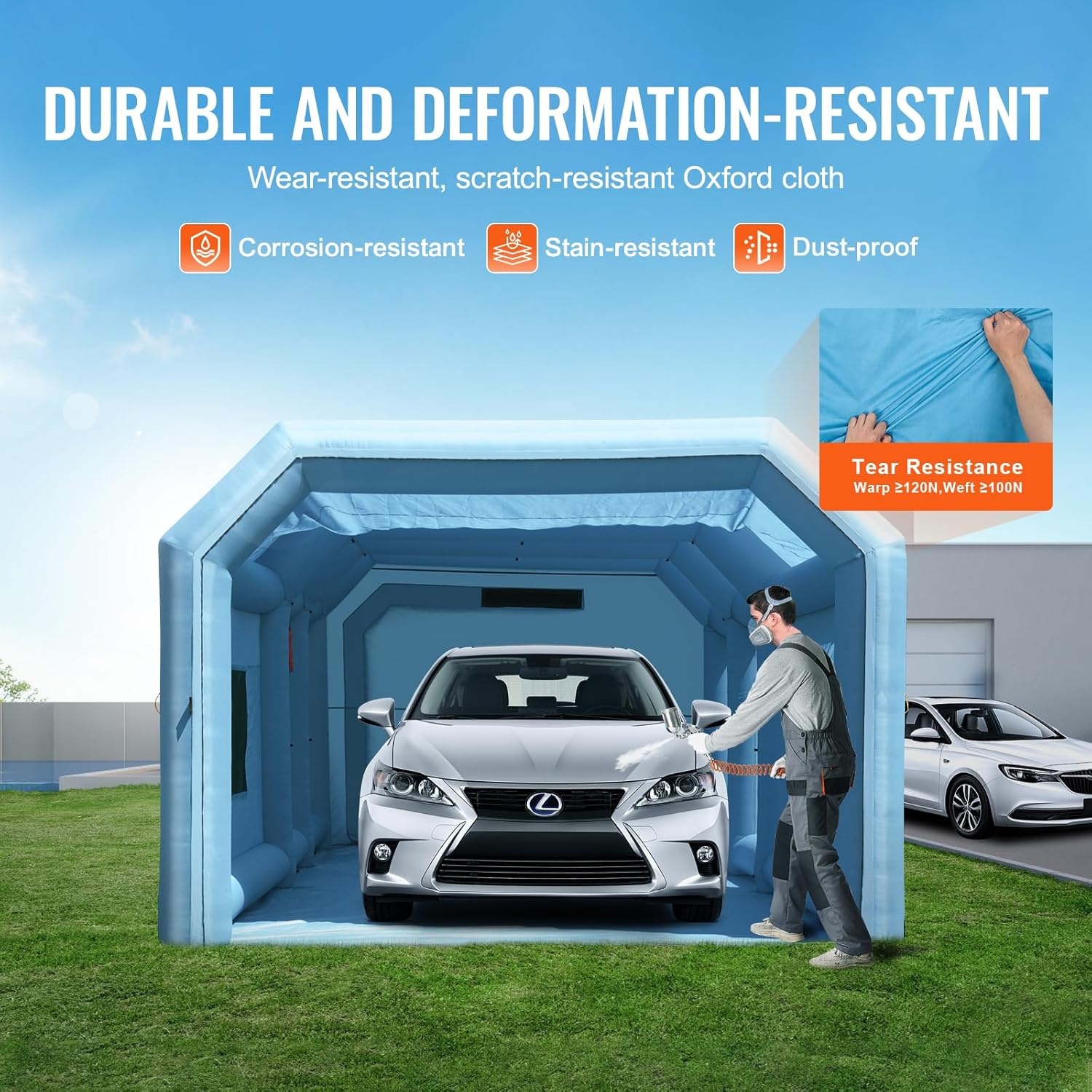 image:imageVEVOR Inflatable Paint Booth 98 x 82 x 82 ft Inflatable Spray Booth with 550W Powerful Blower and Air Filter System Portable Car Paint Booth for Motorcycle Bicycle Small Furniture Painting23x13x9Ft