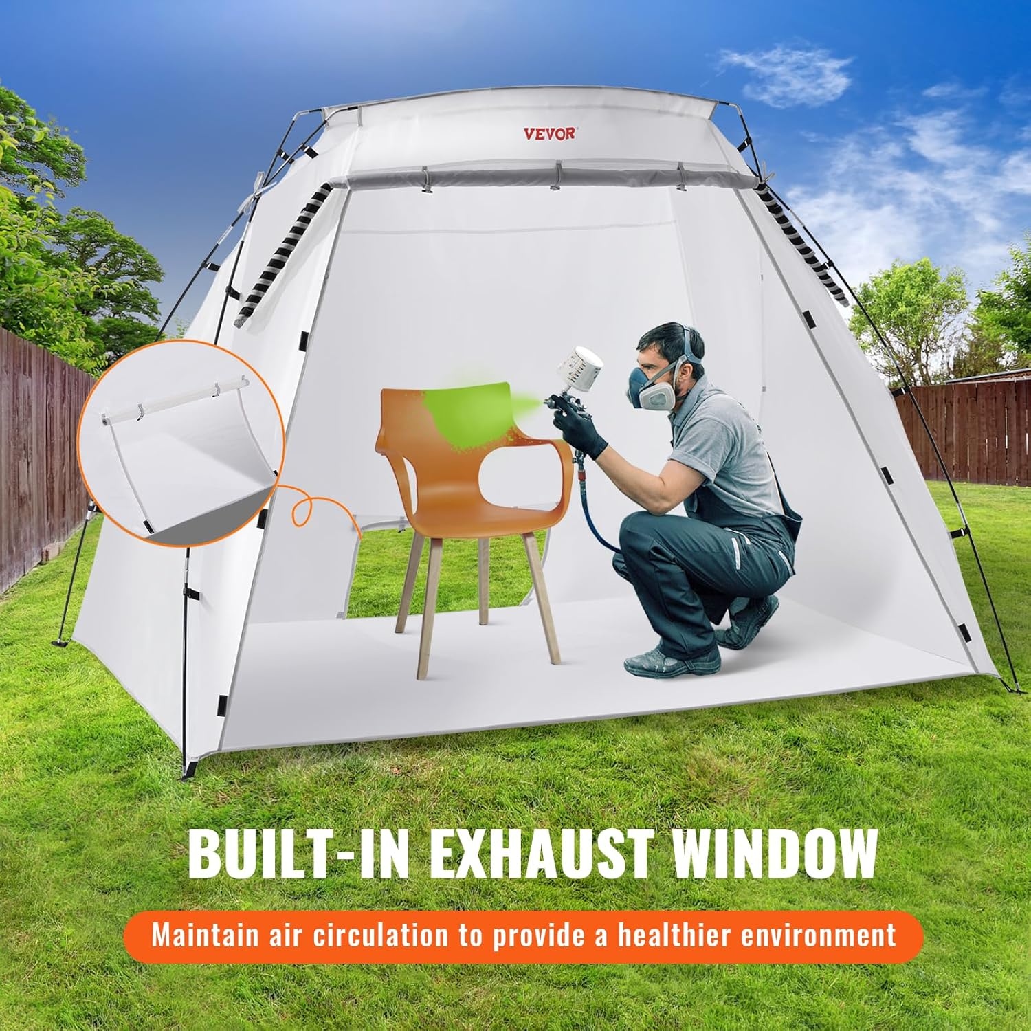 image:imageVEVOR Inflatable Paint Booth 98 x 82 x 82 ft Inflatable Spray Booth with 550W Powerful Blower and Air Filter System Portable Car Paint Booth for Motorcycle Bicycle Small Furniture Painting75x52x52Ft