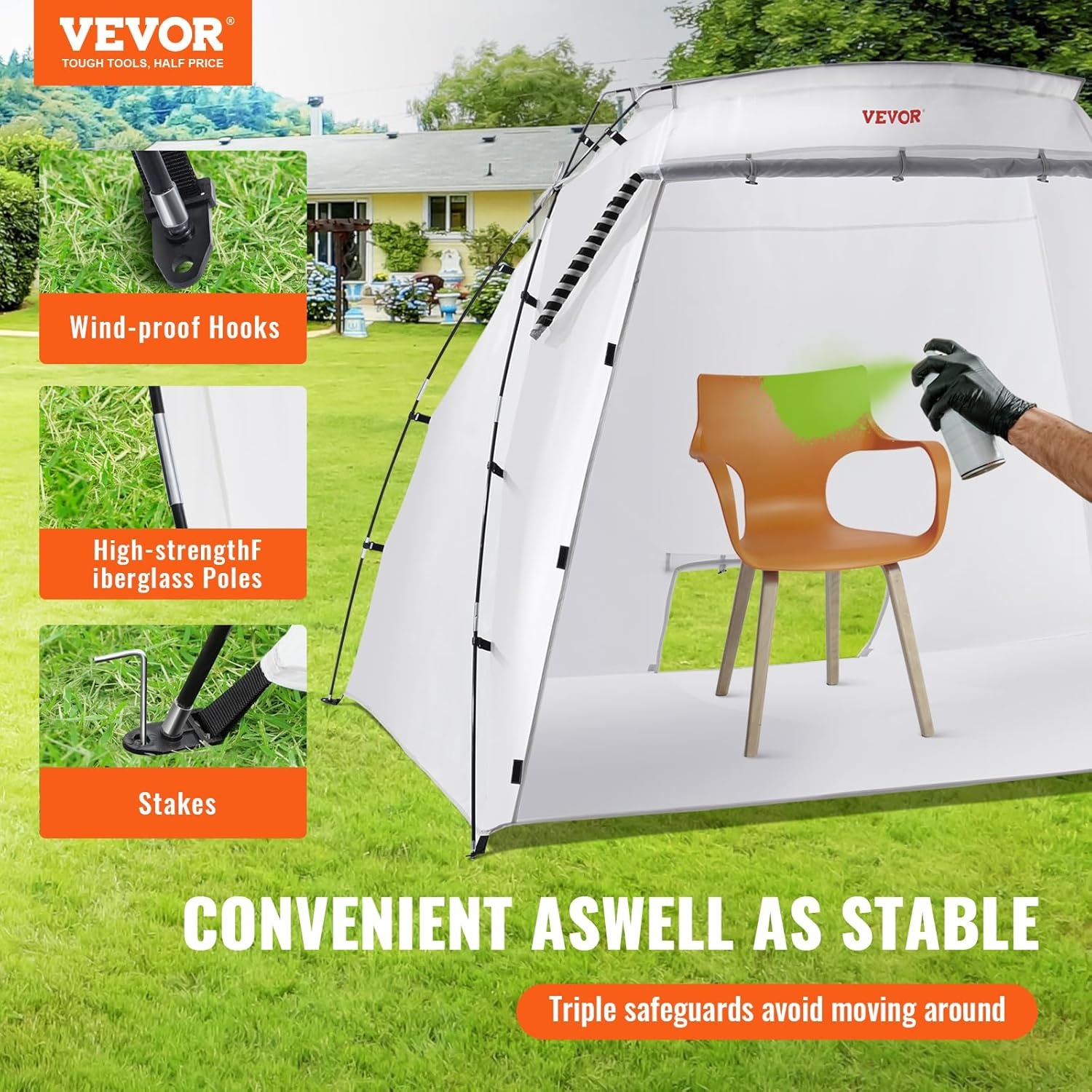 image:imageVEVOR Inflatable Paint Booth 98 x 82 x 82 ft Inflatable Spray Booth with 550W Powerful Blower and Air Filter System Portable Car Paint Booth for Motorcycle Bicycle Small Furniture Painting75x52x52Ft