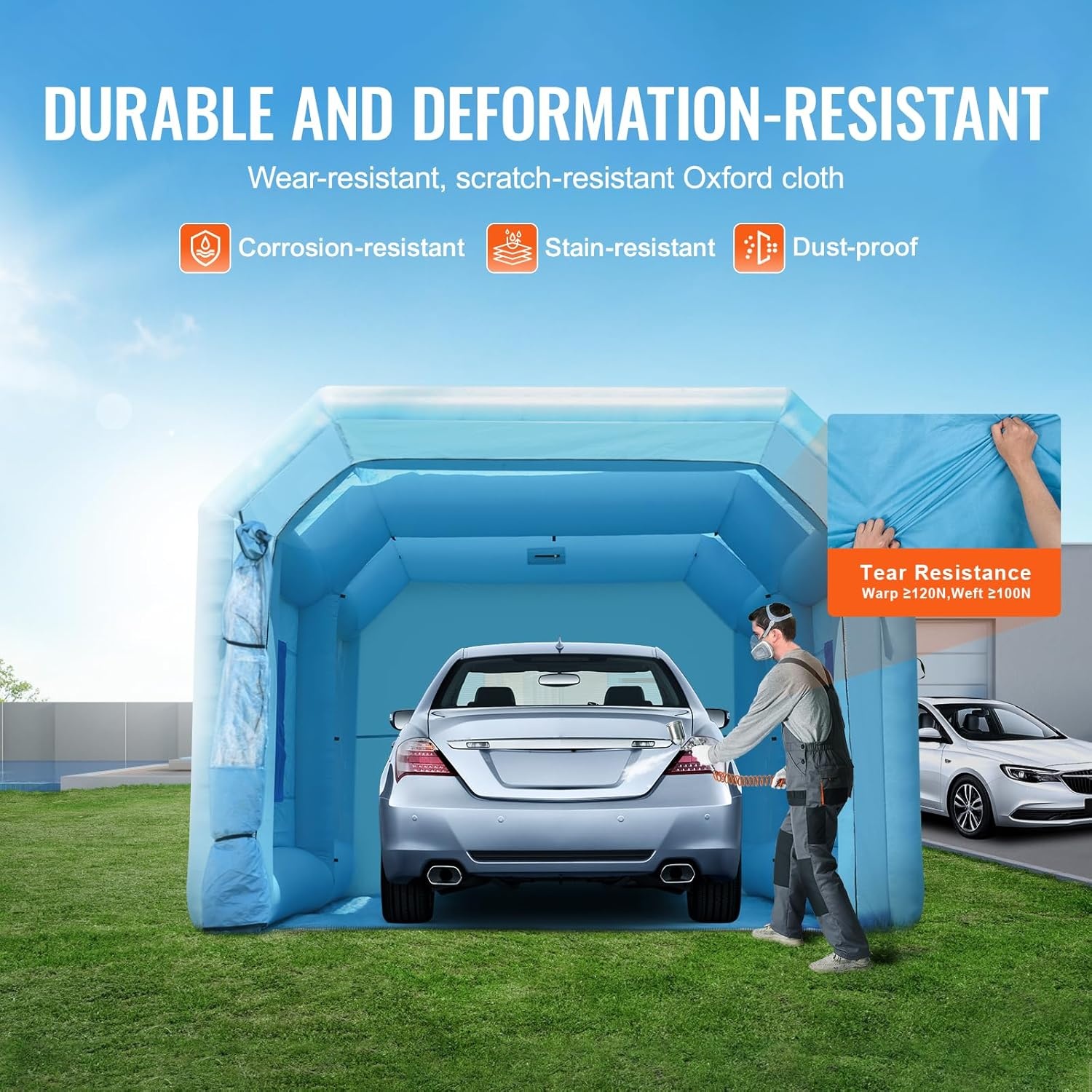 image:imageVEVOR Inflatable Paint Booth 98 x 82 x 82 ft Inflatable Spray Booth with 550W Powerful Blower and Air Filter System Portable Car Paint Booth for Motorcycle Bicycle Small Furniture Painting21x135x10Ft