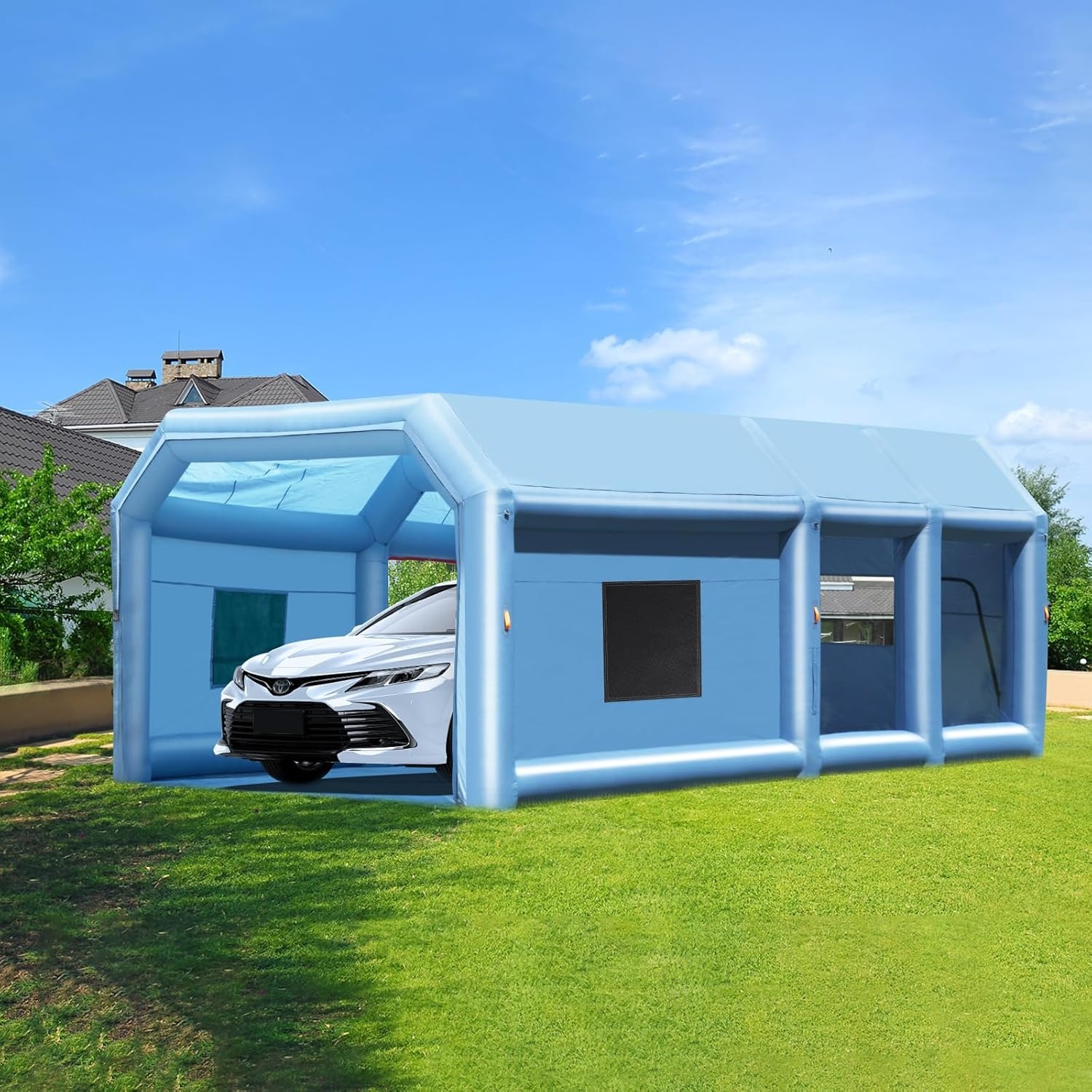 image:imageVEVOR Inflatable Paint Booth 98 x 82 x 82 ft Inflatable Spray Booth with 550W Powerful Blower and Air Filter System Portable Car Paint Booth for Motorcycle Bicycle Small Furniture Painting26x15x10Ft