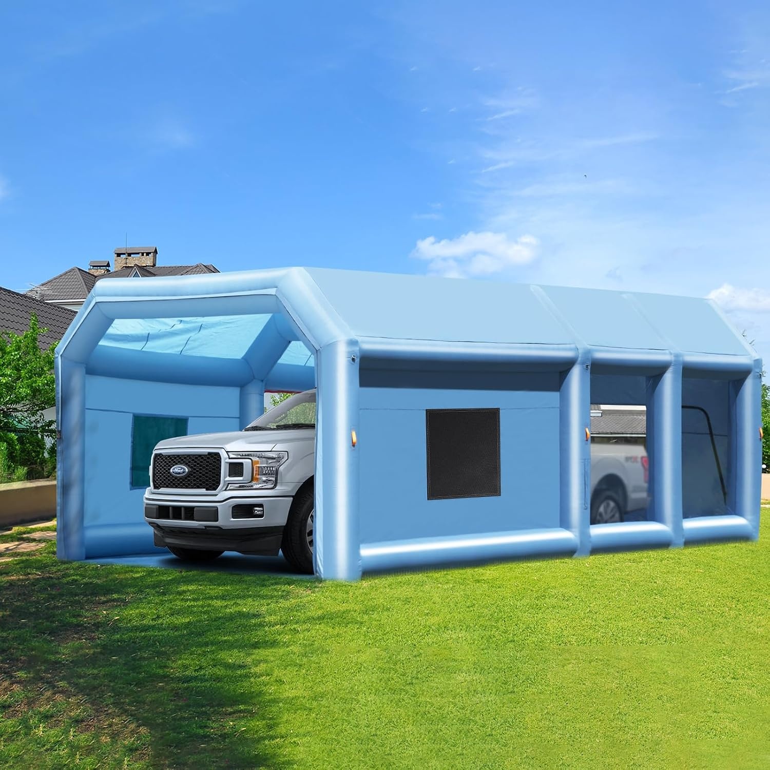 image:imageVEVOR Inflatable Paint Booth 98 x 82 x 82 ft Inflatable Spray Booth with 550W Powerful Blower and Air Filter System Portable Car Paint Booth for Motorcycle Bicycle Small Furniture Painting30x16x12Ft
