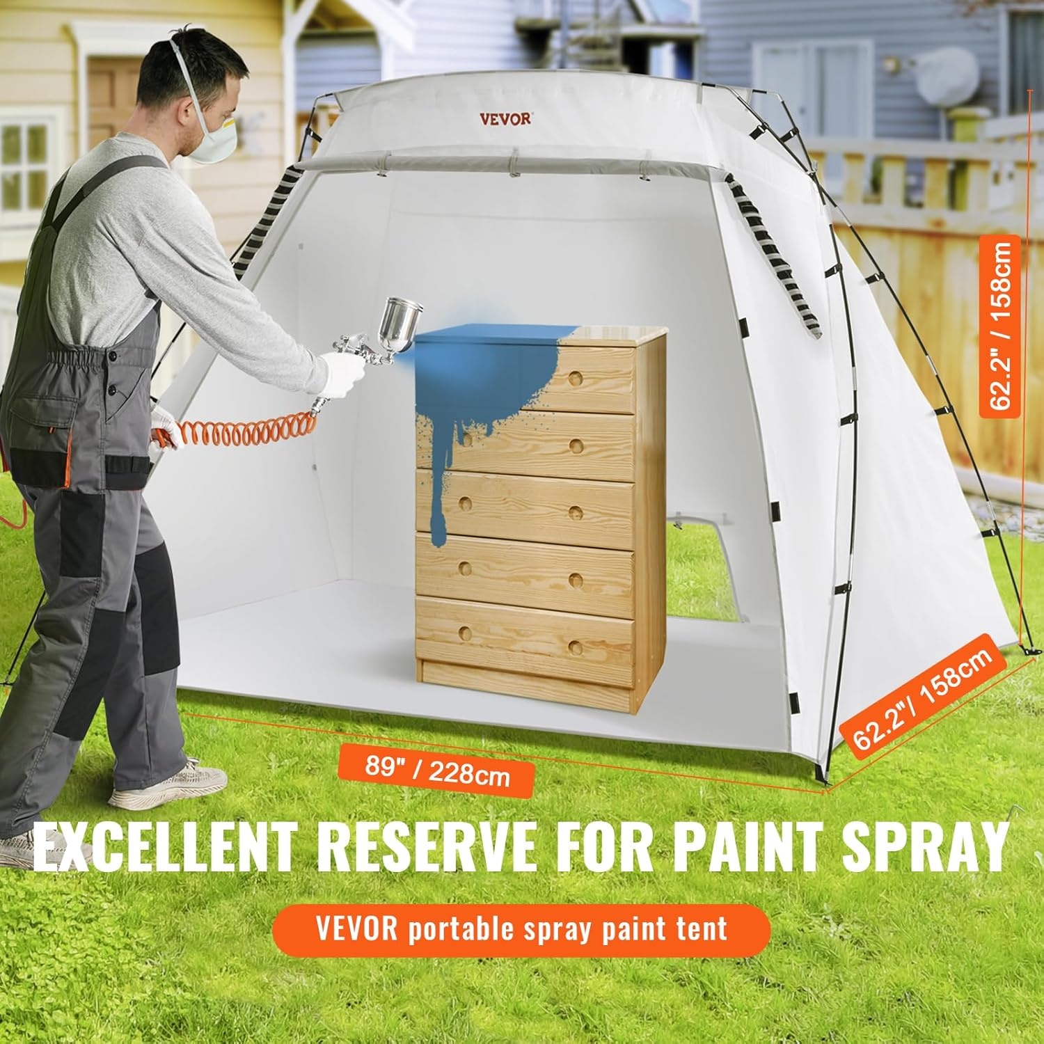 image:imageVEVOR Inflatable Paint Booth 98 x 82 x 82 ft Inflatable Spray Booth with 550W Powerful Blower and Air Filter System Portable Car Paint Booth for Motorcycle Bicycle Small Furniture Painting75x52x52Ft