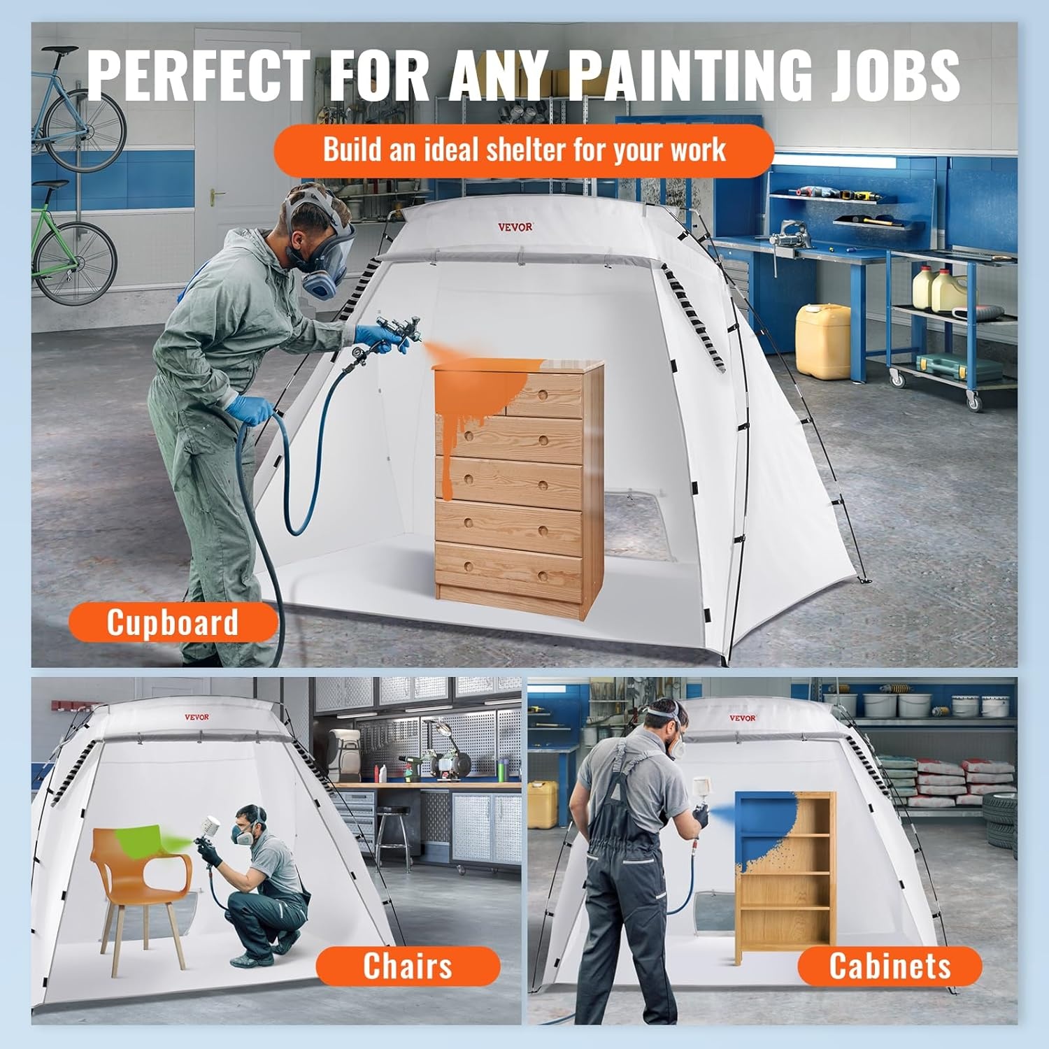 image:imageVEVOR Inflatable Paint Booth 98 x 82 x 82 ft Inflatable Spray Booth with 550W Powerful Blower and Air Filter System Portable Car Paint Booth for Motorcycle Bicycle Small Furniture Painting75x52x52Ft