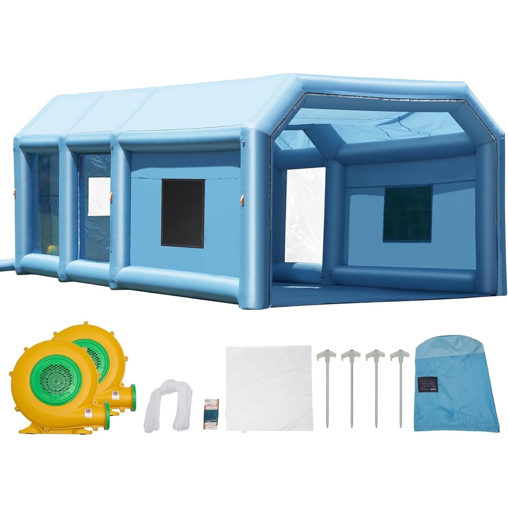 image:imageVEVOR Inflatable Paint Booth 98 x 82 x 82 ft Inflatable Spray Booth with 550W Powerful Blower and Air Filter System Portable Car Paint Booth for Motorcycle Bicycle Small Furniture Painting23x13x9Ft