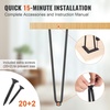 image:imageVEVOR 16 Hairpin Furniture Legs Metal Home DIY Projects for Nightstand Coffee Table Desk 500lbs Load Capacity with Rubber Floor Protectors Metal Heavy Duty Sturdy Modern Table Legs 4PCS BlackHairpin2 rods solid