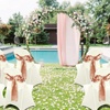 image:imageVEVOR 200 Pcs FlatFront Chair Covers Polyester Spandex Chair Cover Stretch Slipcovers Wedding Holiday Banquet Party Celebration Dining WhiteIvoryc