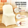 image:imageVEVOR 200 Pcs FlatFront Chair Covers Polyester Spandex Chair Cover Stretch Slipcovers Wedding Holiday Banquet Party Celebration Dining WhiteIvoryc