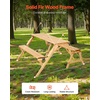 image:imageVEVOR 2in1 Transforming Interchangeable Picnic Table Outdoor Wooden Table and Bench Set Portable Foldable Bench with Umbrella Hole Patio Dining Furniture for Garden Backyard Porch Brown