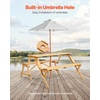image:imageVEVOR 2in1 Transforming Interchangeable Picnic Table Outdoor Wooden Table and Bench Set Portable Foldable Bench with Umbrella Hole Patio Dining Furniture for Garden Backyard Porch Brown