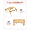 image:imageVEVOR 2in1 Transforming Interchangeable Picnic Table Outdoor Wooden Table and Bench Set Portable Foldable Bench with Umbrella Hole Patio Dining Furniture for Garden Backyard Porch Brown