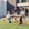 image:imageVEVOR 2in1 Transforming Interchangeable Picnic Table Outdoor Wooden Table and Bench Set Portable Foldable Bench with Umbrella Hole Patio Dining Furniture for Garden Backyard Porch Brown