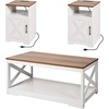image:imageVEVOR 3 Pieces Farmhouse Coffee Table Sets 40 Inch Industrial Coffee Table with 2 End Tables Easy Assembly Coffee and Side Tables Sets with Charging Station for Office Living Room amp Apartment3 Pieces