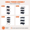 image:imageVEVOR 3Tier Rolling Utility Cart with Handle MultiFunctional Storage Trolley with Lockable Wheels Utility Cart KitchenUnder Desk Cart for Office Living Room Kitchen Bedroom Black